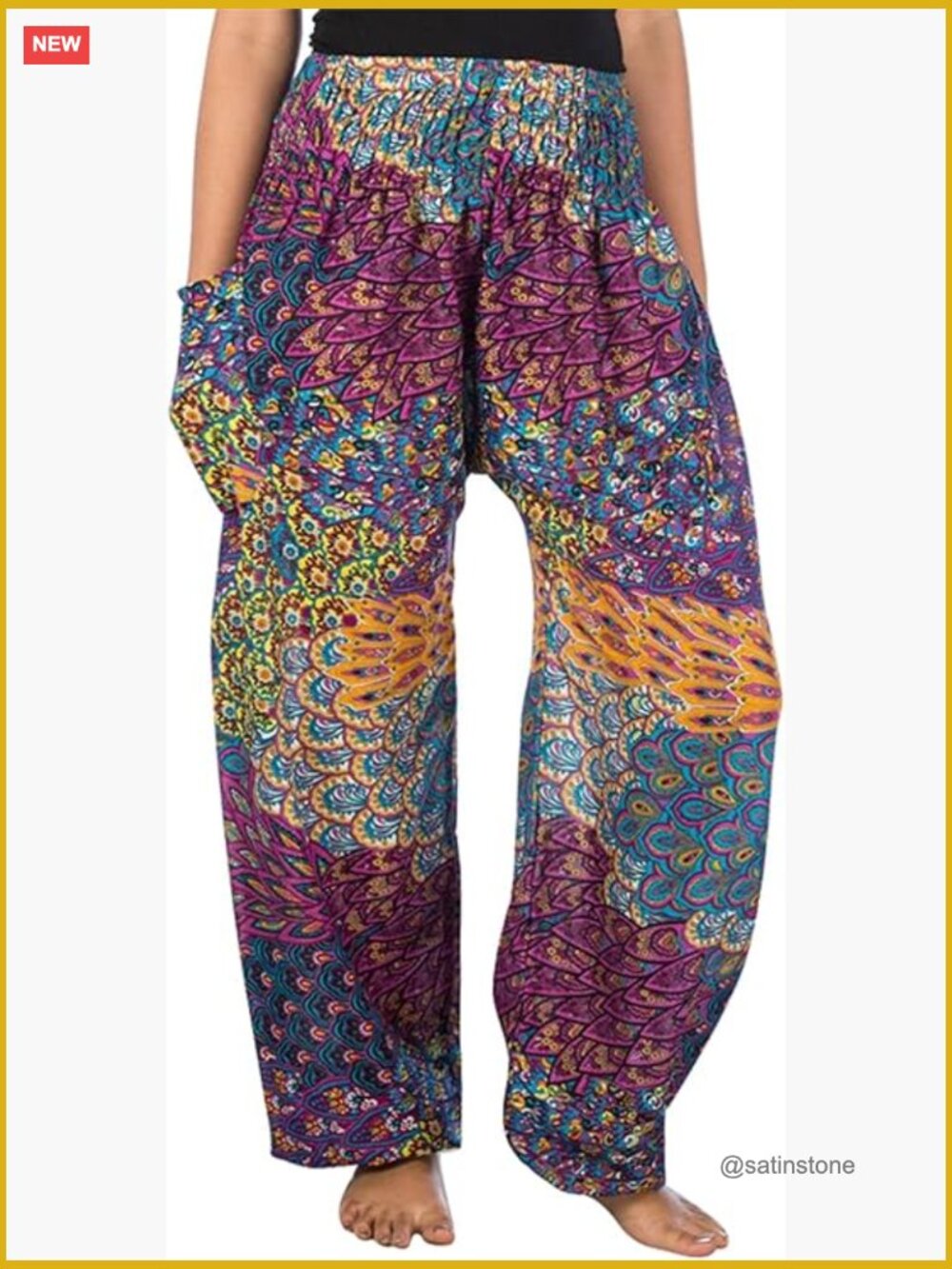 Boho Harem Yoga Pants with Pockets Wide Leg Rayon